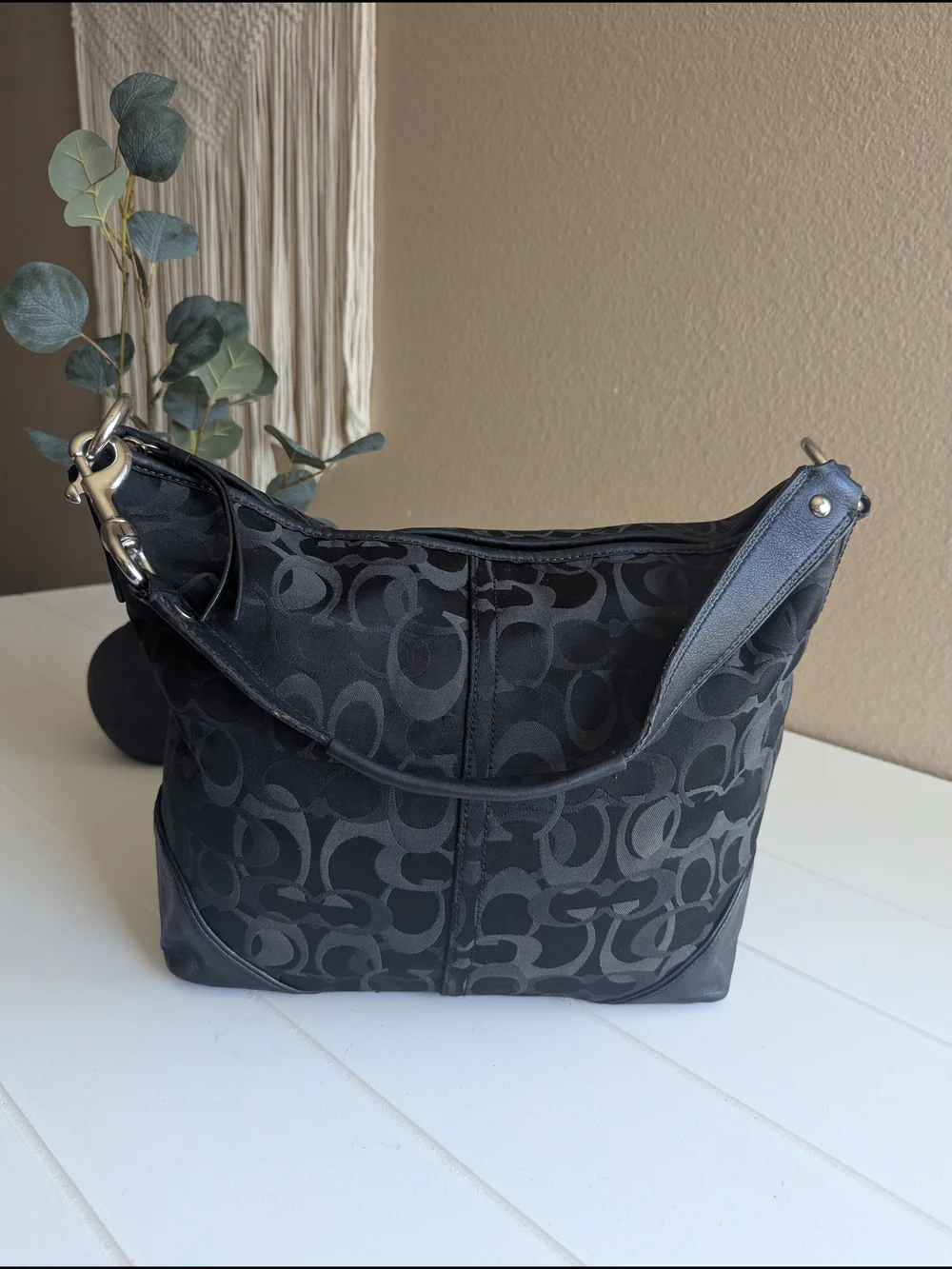 Vintage Coach Chelsea Optic Signature Hobo Shoulder Bag